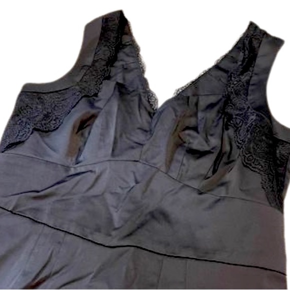 H&M Black Satin Dress w. Lace Detail, Size 4 - Picture 2 of 5